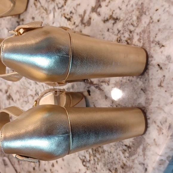 MICHAEL KORS RORY Gold Platform Dressy Open Toe Sandals SZ 10 - Picture 11 of 16